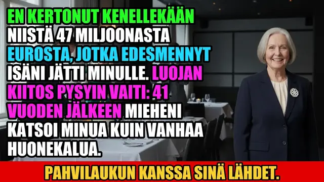 Video thumbnail for En kertonut kenellekään niistä 47 miljoonasta eurosta, jotka edesmennyt isäni jätti minulle.
