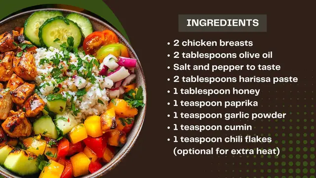 Video thumbnail for Hot Honey Harissa Chicken Bowl