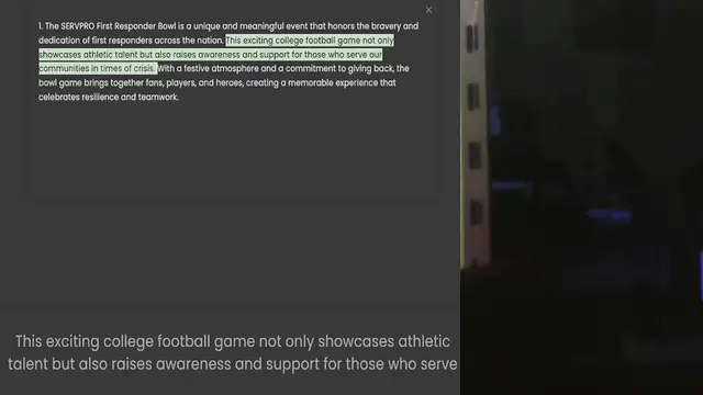 Video thumbnail for dedication of first responders across the nation. This exciting college football game not only showcases athletic talent but also raises awareness and support for those who serve our communities in times of crisis. With a festive atmosphe
