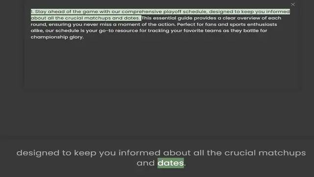 Video thumbnail for about all the crucial matchups and dates. This essential guide provides a clear overview of each round, ensuring you never miss a moment of the action. Perfect for fans and sports enthusiasts alike, our schedule is your go-to resource for