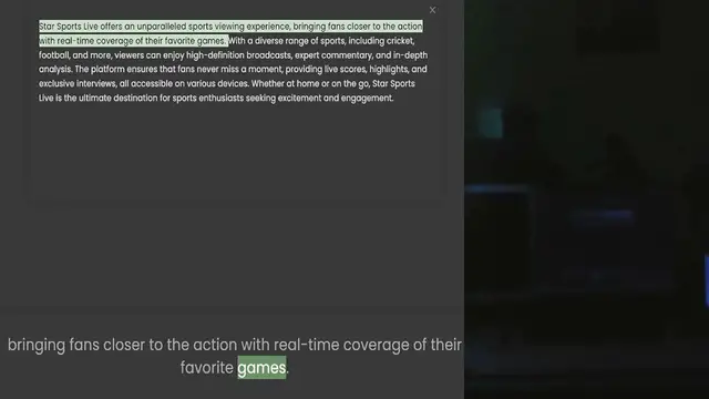 Video thumbnail for with real-time coverage of their favorite games. With a diverse range of sports, including cricket, football, and more, viewers can enjoy high-definition broadcasts, expert commentary, and in-depth analysis. The platform ensures that fans