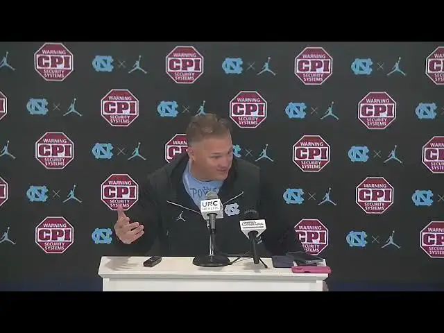 'Video thumbnail for #UNC defensive coordinator Geoff Collins ahead of Saturday's game at Boston College'