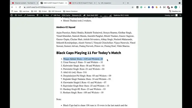 Video thumbnail for AMD vs BCP Dream11 Prediction AMD vs BCP Dream11 Team AMD vs BCP Dream11
