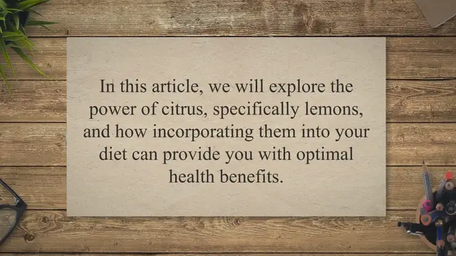 'Video thumbnail for The Power of Citrus: Exploring the Vitamin C Content in One Lemon and Its Benefits for Your Health'