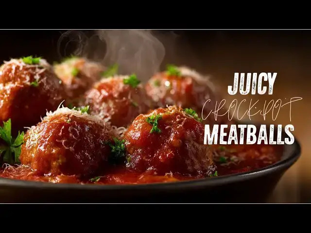 Video thumbnail for Slow Cooker Meatballs in Marinara | Easy Juicy Crockpot Dinner