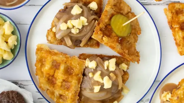 'Video thumbnail for Gravy-Slathered Poutine Burger Recipe'