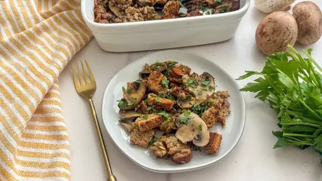 Video thumbnail for Make Our Holiday Mushroom Stuffing Recipe With Just 3 Ingredients
