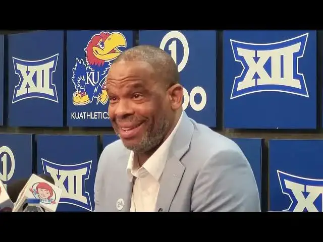 'Video thumbnail for #UNC coach Hubert Davis after the Tar Heels rally but come up short at No. 1 Kansas'