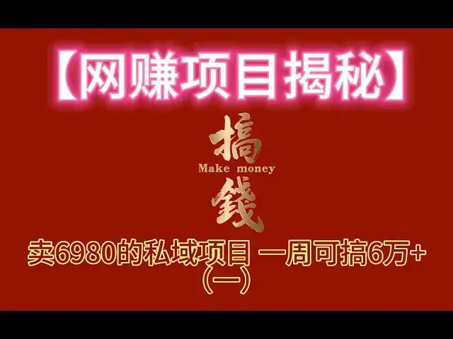 'Video thumbnail for 【网赚项目揭秘】分享一个外面卖6980的私域项目，三个人用这套模式一周搞了6万多'