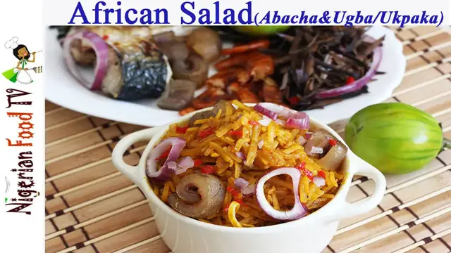 Video thumbnail for Nigerian African Salad (Abacha Ncha na Ugba-Ukpaka)