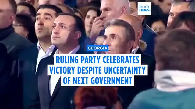 Video thumbnail for Georgia’s ruling party celebrates victory but it s unclear who will form next government