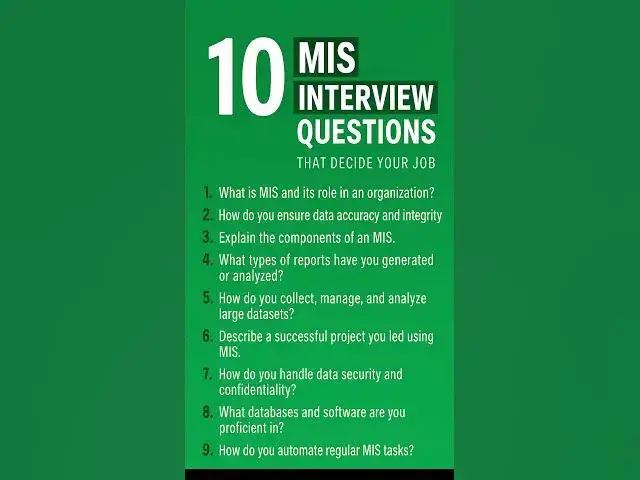 'Video thumbnail for 10 MIS Interview Questions That Decide Your Job #shortvideo #excel'