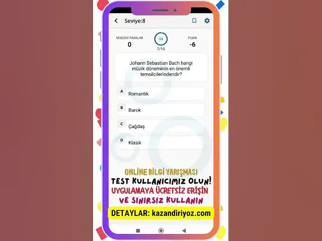 Video thumbnail for Online Bilgi Yarışması - Uygulamaya Ücretsiz Erişin -  Muhteşem Özellikler! #onlinebilgiyarışması 4