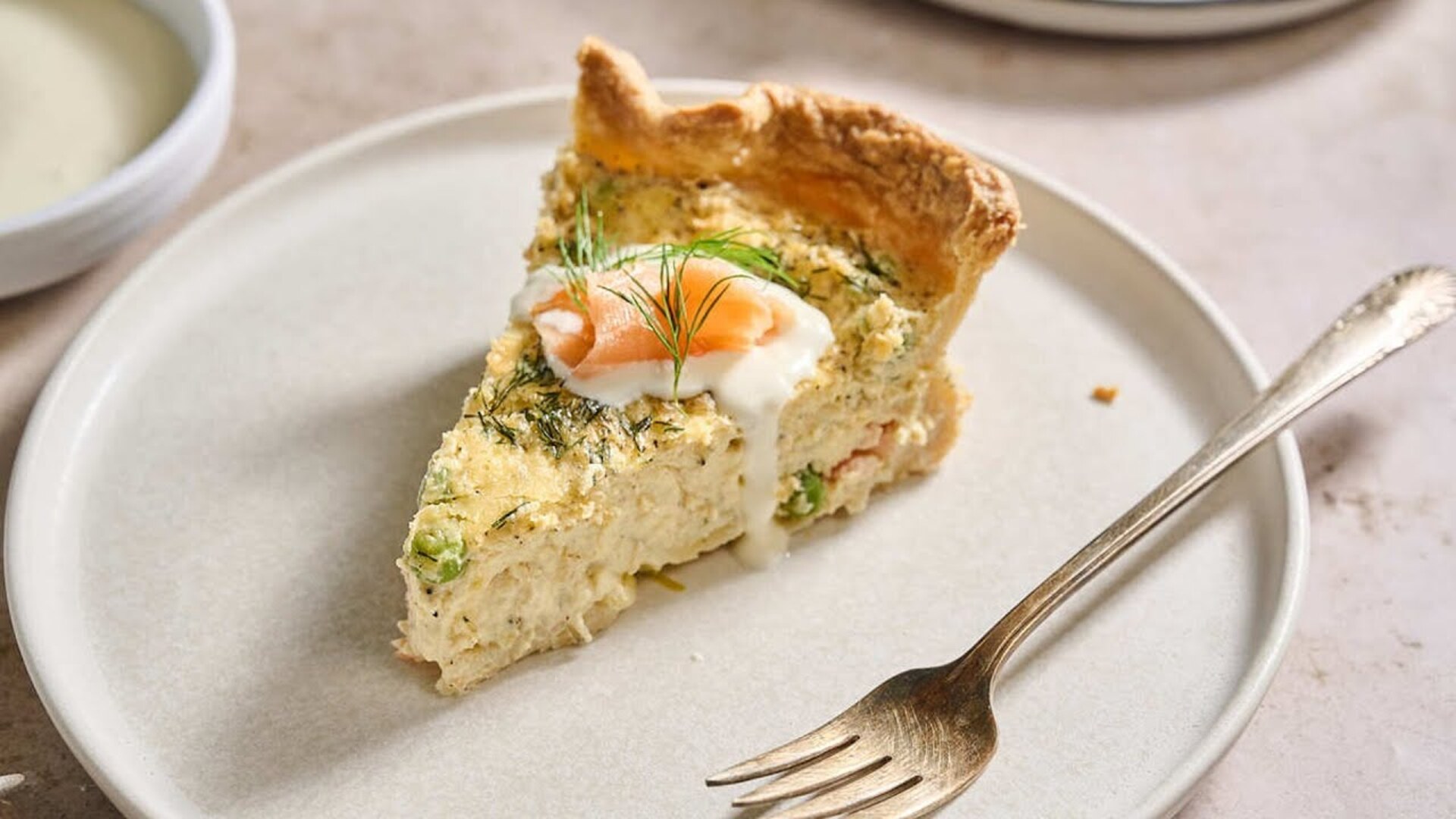 Video thumbnail for Smoked Salmon And Spring Vegetable Quiche Recipe