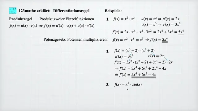Video thumbnail for Differentiationsregel Produktregel