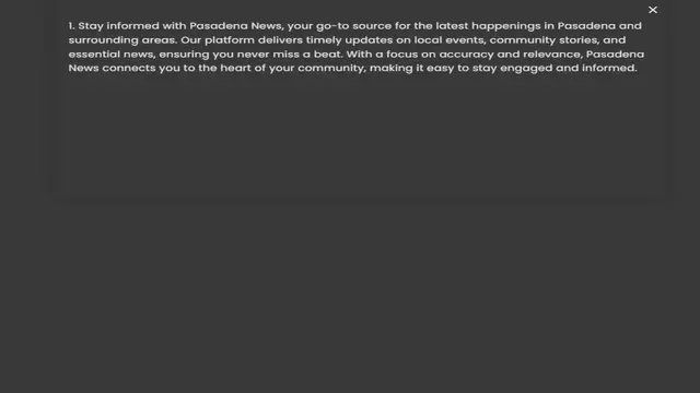 Video thumbnail for surrounding areas. Our platform delivers timely updates on local events, community stories, and essential news, ensuring you never miss a beat. With a focus on accuracy and relevance, Pasadena News connects you to