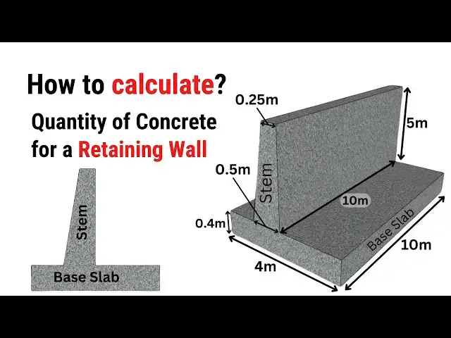 Video thumbnail for How to calculate the concrete volume of a retaining wall? | Quantity of concrete for retaining wall