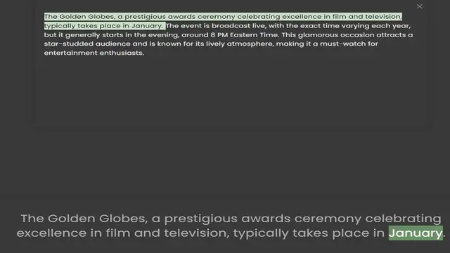 Video thumbnail for typically takes place in January. The event is broadcast live, with the exact time varying each year, but it generally starts in the evening, around 8 PM Eastern Time. This glamorous occasion attracts a star-studded audience and is known
