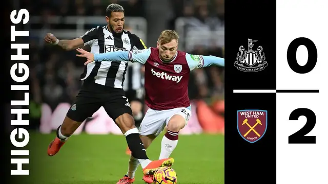 'Video thumbnail for Newcastle United 0 West Ham United 2 | Premier League Highlights'