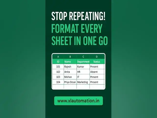 'Video thumbnail for Stop Repeating! Format Every Sheet in One Go  #shorts #xlautomation'