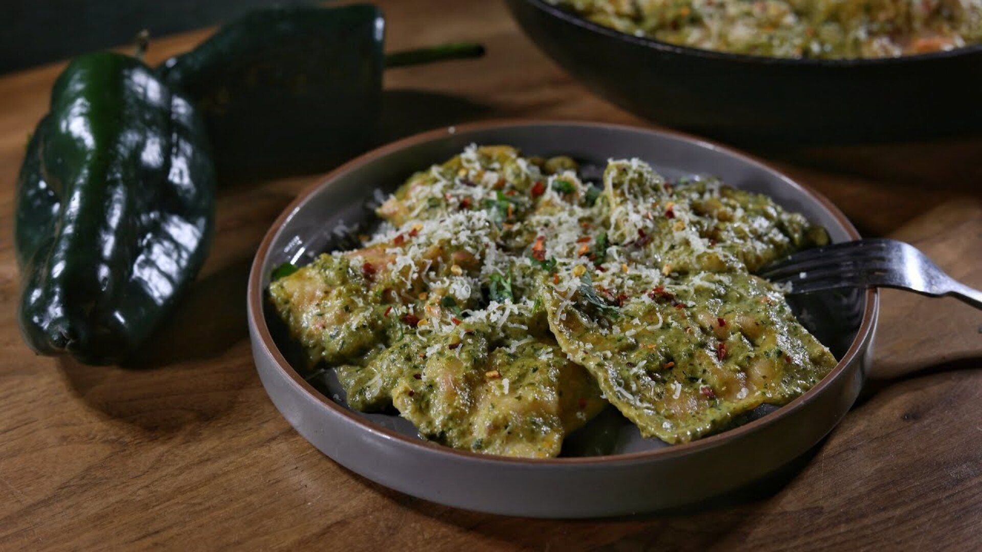 Video thumbnail for Chicken And Chorizo Ravioli With Poblano Cream Recipe