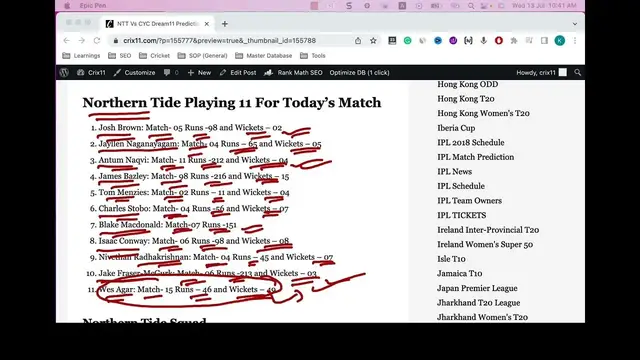 Video thumbnail for NTT vs CYC Dream11 Prediction | NTT vs CYC Dream11 Team | NTT vs CYC Playing 11 3rd Match | GL | SL