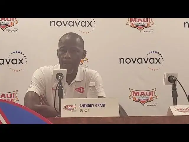 'Video thumbnail for Dayton coach Anthony Grant and forward Nate Santos after loss to #UNC'