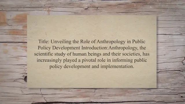 Video thumbnail for Role of anthropology in public policy development