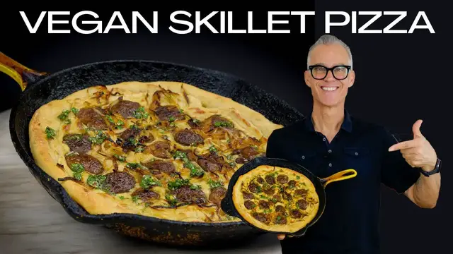 'Video thumbnail for Vegan Skillet Pizza (The Most Exepitional Pizza Ever!)'