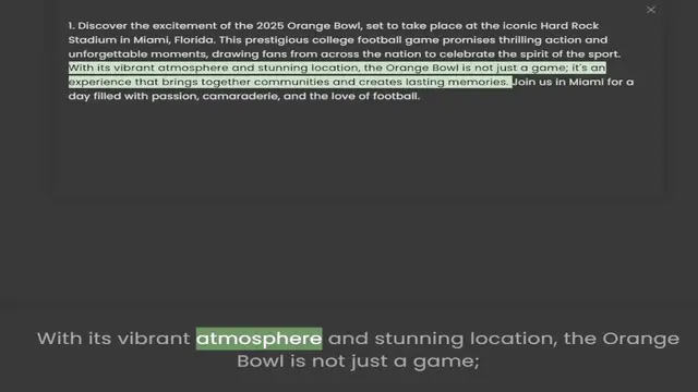 Video thumbnail for Stadium in Miami, Florida. This prestigious college football game promises thrilling action and unforgettable moments, drawing fans from across the nation to celebrate the spirit of the sport. With its vibrant atmosphere and stunning loca