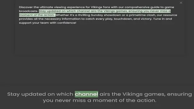 Video thumbnail for broadcasts. Stay updated on which channel airs the Vikings games, ensuring you never miss a moment of the action. Whether it's a thrilling Sunday showdown or a primetime clash, our resource provides all the necessary information to ca