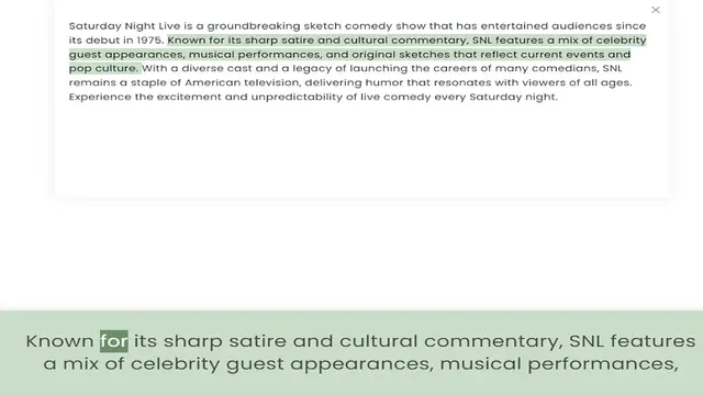 Video thumbnail for its debut in 1975. Known for its sharp satire and cultural commentary, SNL features a mix of celebrity guest appearances, musical performances, and original sketches that reflect current events and pop culture. With a diverse cast and a l