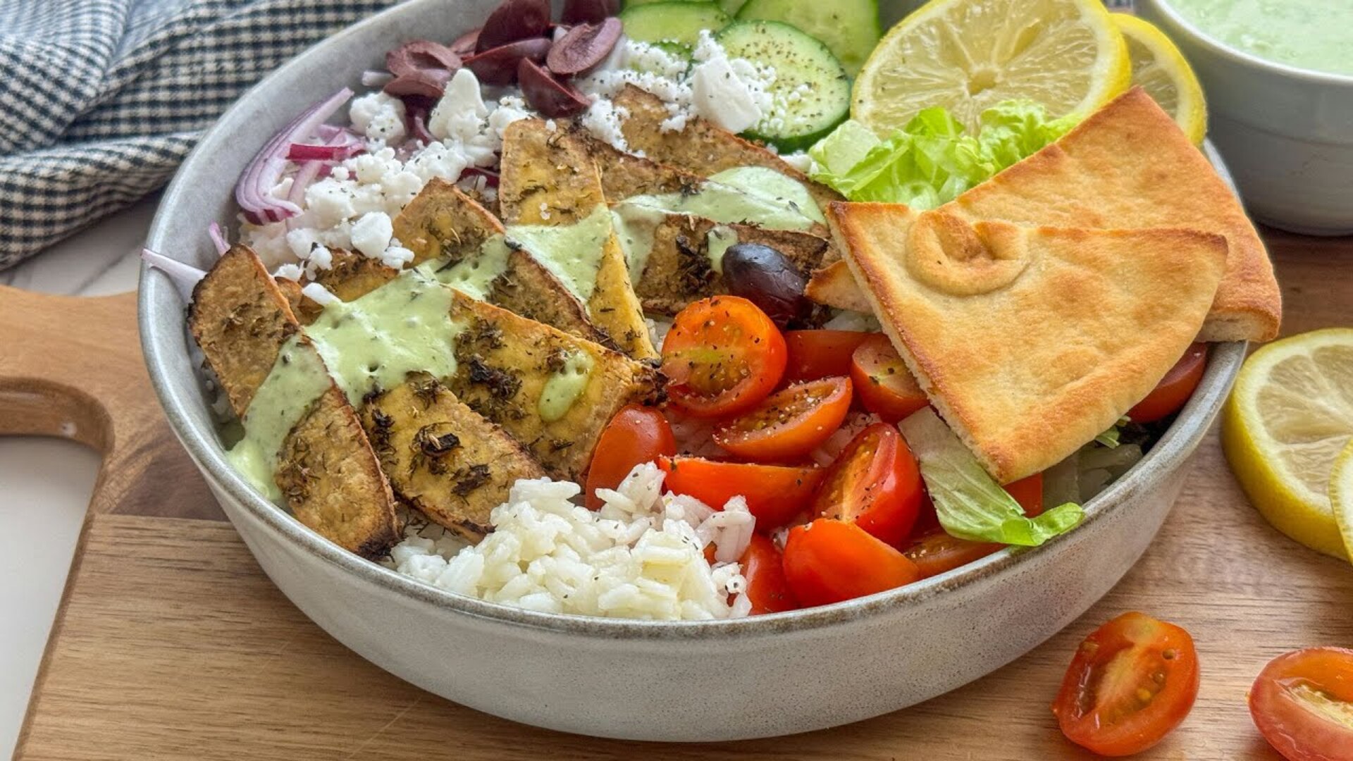 Video thumbnail for Vegetarian-Friendly Gyro Bowl Recipe