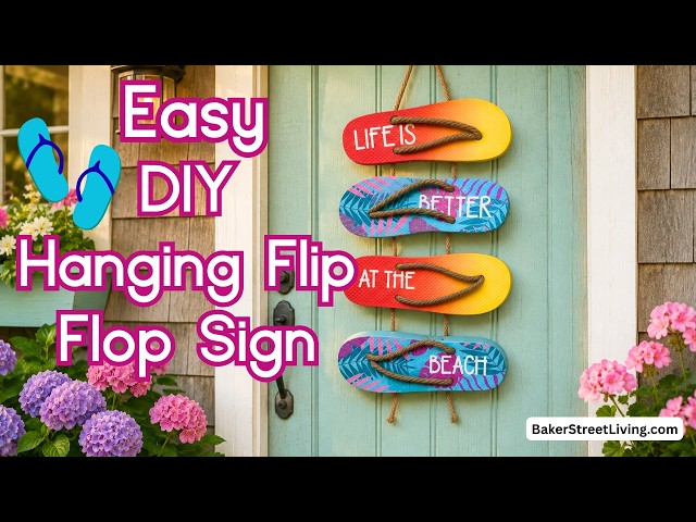 Video thumbnail for Easy DIY Flip Flop Hanging Sign | Easy Dollar Store Beach Decor Craft