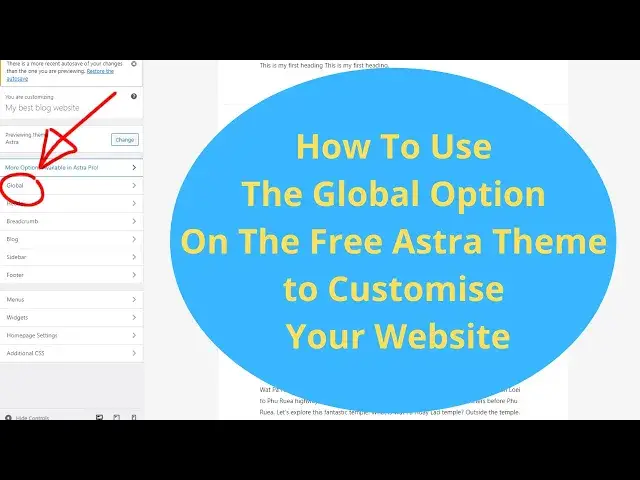 Video thumbnail for How To Use The Global Option On The Free Astra Theme To Customise Your Website