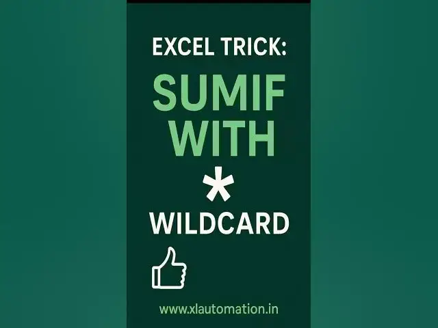 'Video thumbnail for Excel Trick: SUMIF with * Wildcard  #shorts  #xlautomation'