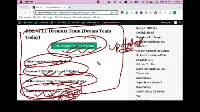 Video thumbnail for BOL vs LU Dream11 Prediction | BOL vs LU Dream11 Team | BOL vs LU Playing 11 11th Match | GL | SL