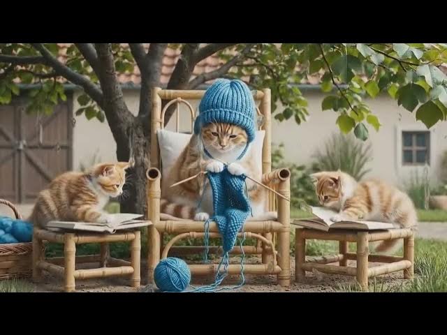 Video thumbnail for Mama Cat Trims Fur on the Farm and Makes Tiger Hat For Kittens At Home