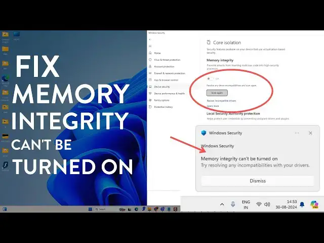 'Video thumbnail for Memory Integrity Can't Be Turned On. Try resolving any incompatibilities with your drivers [Fixed]'