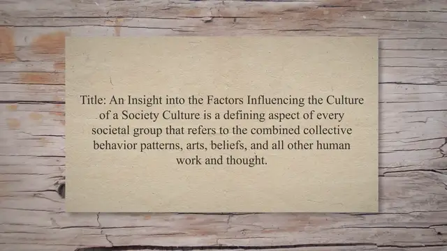 Video thumbnail for Factors influencing the culture of a society