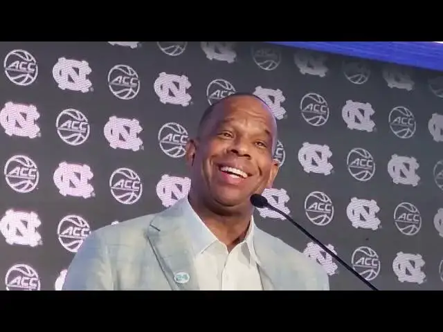 'Video thumbnail for #UNC coach Hubert Davis and players RJ Davis and Seth Trimble at #ACCTipoff press conference'