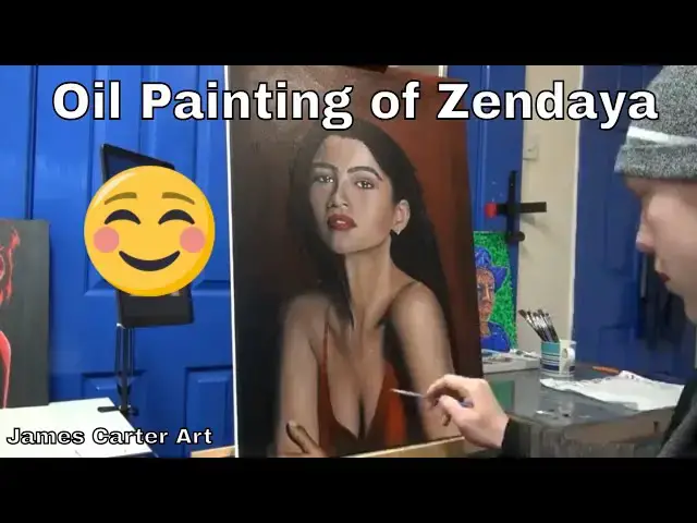 Video thumbnail for Zendaya Portrait Oil Painting (1 Hour Painting)