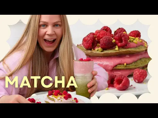 Video thumbnail for Lecker, gesund & proteinreich: Matcha-Pancakes + Pink-Matcha