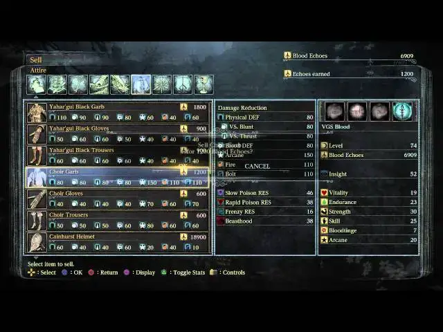 Video thumbnail for Bloodborne - Hunter's Dream: Purchase Cainhurst Attire (Armor) Helmet, Armor, Gauntlets, Leggings