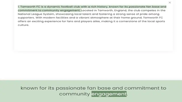 Video thumbnail for commitment to community engagement. Located in Tamworth, England, the club competes in the National League System, showcasing local talent and fostering a strong sense of pride among supporters. With modern facilities and a vibrant atmosp
