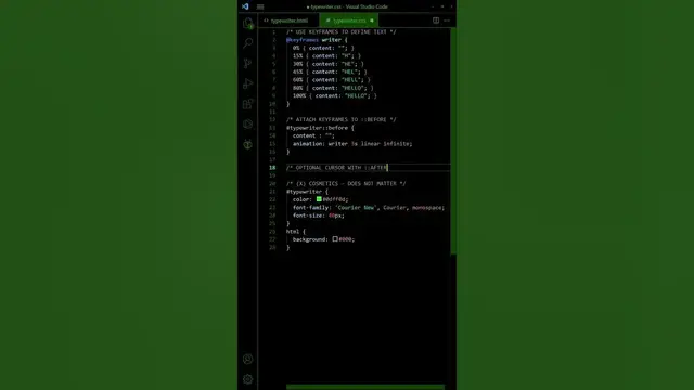 'Video thumbnail for Typewriter Effect In HTML CSS (No Javascript)'