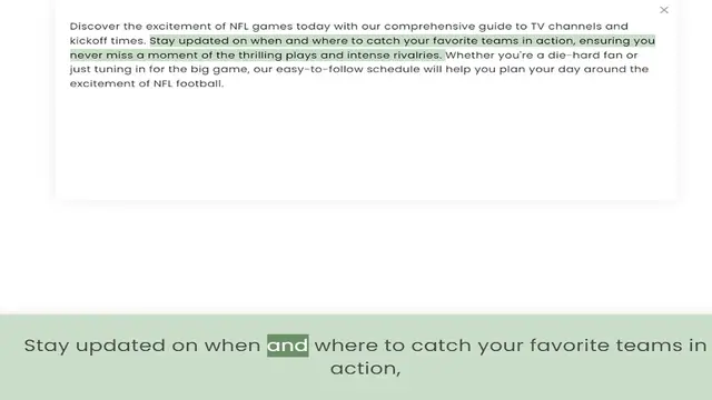 Video thumbnail for kickoff times. Stay updated on when and where to catch your favorite teams in action, ensuring you never miss a moment of the thrilling plays and intense rivalries. Whether you're a die-hard fan or just tuning in for the big game, our eas