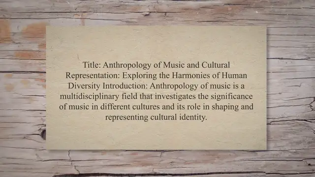 Video thumbnail for Anthropology of music and cultural representation