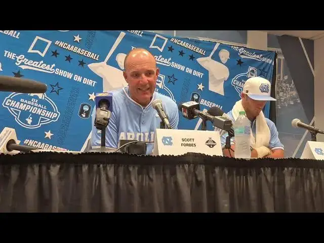 'Video thumbnail for UNC coach Scott Forbes and shortstop Alex Madera after season-ending loss to Arizona. #UNC'