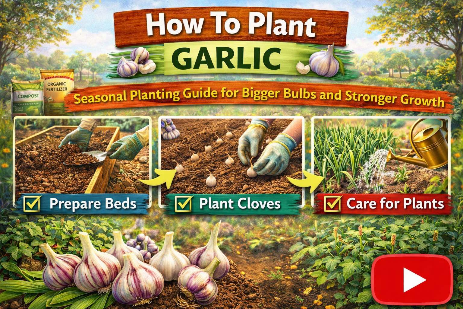 Video thumbnail for How to Plant Garlic | Seasonal Planting Guide for Bigger Bulbs and Stronger Growth